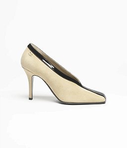 Chanel Escarpin Suede Patent Calfskin Pumps Bege