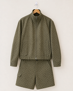 Gucci Jaqueta e Bermuda in GG Fabric Verde