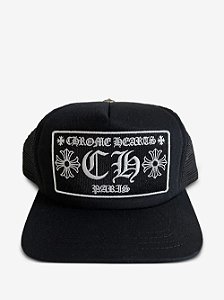Chrome Hearts Boné Trucker CH Paris Preta