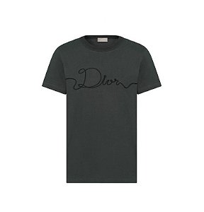 Dior Camiseta Ribbon Bordado Preta
