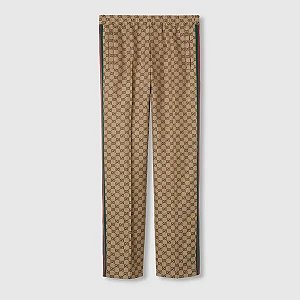 Gucci Calça Jogging GG Blend Canvas Marrom
