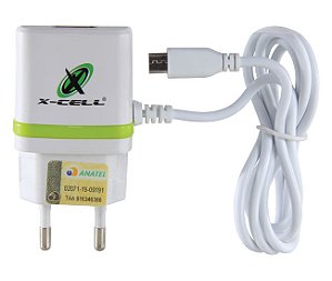 CARREGADOR DE TOMADA ULTRA RÁPIDO MICRO USB X-CELL XC-V8-GLX
