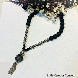 Colar Preto e Prata