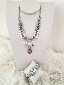 Conjunto Colar e Pulseira Folheados