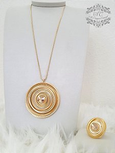Conjunto Estilizado em Dourado e Cristal Swarovski