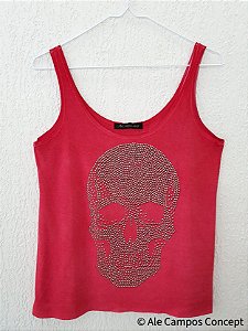 T-Shirt Regata Colorida Caveira Prata