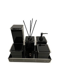 Kit Banheiro Em Acrílico - 6 Peças Preto Puro