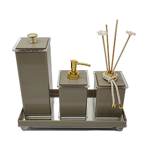 Kit Slim - 4 Peças - Fendi com Dourado