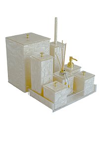 Kit 8 Peças - Bege Pérola com dourado
