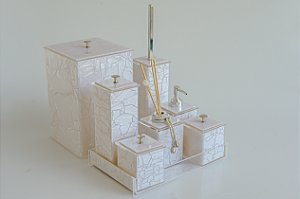 KIT 8 PEÇAS - Branco perola com prata