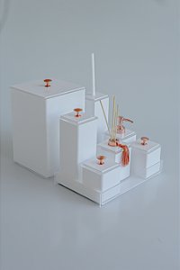 KIT 8 PEÇAS - Branco liso com rosê