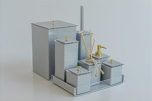 KIT 8 PEÇAS - Cinza com dourado