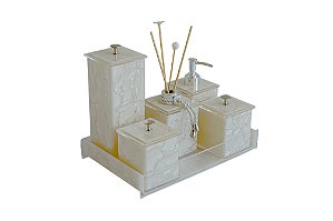 KIT 6 PEÇAS - Bege perola com prata BG