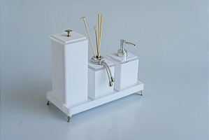 Kit Slim PG - 4 Peças - Branco Liso com prata