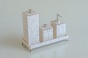 Kit4 Peças - Branco pérola com prata