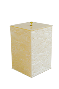 Lixeira Em Acrílico Para Lavabo - Bege Pérola com dourado