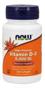 D3 5000IU - Vitamina Now Foods - 120 unid