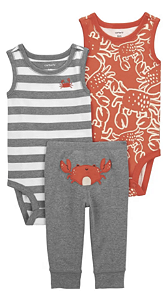 Conjunto Carters - Trio Carangueijo, Roupa Bebê, Body, Calça