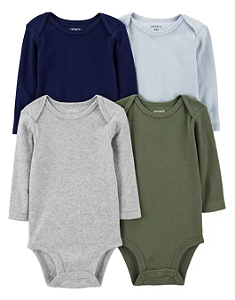 Kit 4 Body Carters - Manga Longa - Liso
