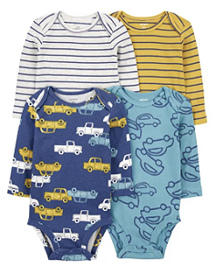 Kit 4 Body Carters - Manga Longa - Carrinhos