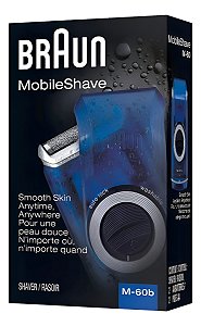 Aparador Barbeador De Precisao Braun Mobile Inteligente M-60 Azul Pilhas Aa