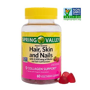Hair, Skin, Nails 2500mcg - Vitamina Spring Valley - 60 Gomas