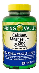 Calcium, Magnesium e Zinc - Vitamina Spring Valley - 250 unit