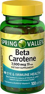 Beta Caroteno 7500mcg - Vitamina Spring Valley - 100 unit