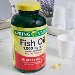 Fish Oil 1000mg + Omega 3, Vitamina Spring Valley - 300 Softgels