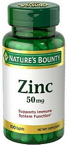 Zinco 50mg - Vitamina Nature's Bounty - 100 unit