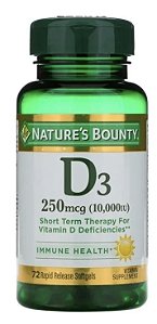 D3 250mcg, 10000iu - Vitamina Natures Bounty - 72 softgel