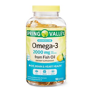Omega-3 2000mg + Fish Oil - Vitamina Spring Valley - 180 Softgels
