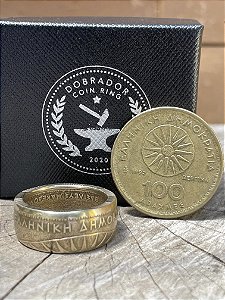Anel Moeda Grécia 100 Dracmas em Bronze