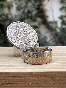 Anel de Moeda Half Crown Inglaterra
