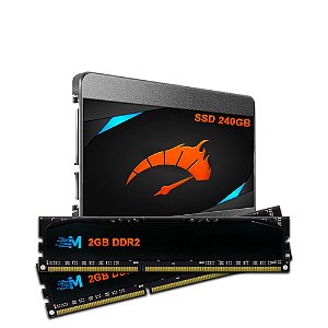 Kit Upgrade de alto desempenho - SSD 240GB + Memória 2x2 4GB DDR2