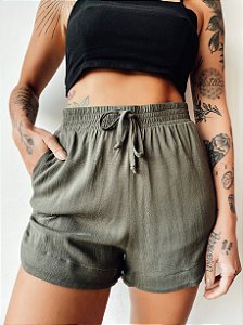 SHORT VISCOLINHO VANILLA VERDE MILITAR