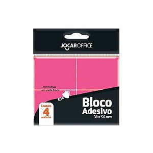 BLOCO ADESIVO ROSA C/ 4 BLOCOS 100 FOLHAS CADA