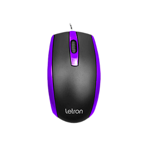 MOUSE OPTICO OFFICE DUO PRETO E ROXO FIO USB ERGONOMICO 3D LETRON