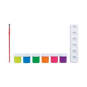 Kit Tinta Tempera Guache 8 Cores Acrilex 15ml Escolar Neon