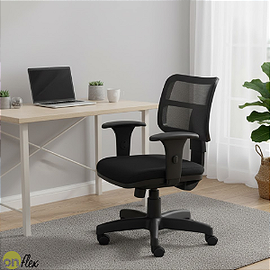 CADEIRA ZIP EXECUTIVA COM BRAÇO TECIDO PRETO