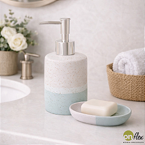 Conjunto 2 Peças para Banheiro de Cerâmica Degradê Verde