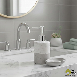 Kit Conjunto 2 Peças para Banheiro de Cerâmica Degradê Cinza