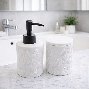 Kit Conjunto 2 Peças para Banheiro de Cerâmica Branco