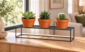 Suporte Para Plantas Aramado Preto