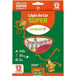 LAPIS 12 CORES SUPER (TRIANGULAR) COM APONTADOR LEO E LEO