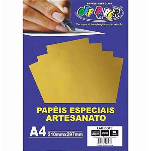 PAPEL ESPECIAL LAMICOTE OURO A4 250G 10 FOLHAS OFF PAPER