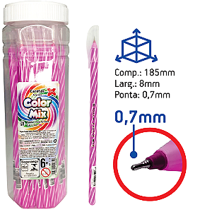 CANETA ESFEROGRAFICA COLOR MIX 0.7 MM ROSA COM 24 UNIDADES MAKE+