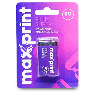 PILHA COMUM ZINCO CARVAO 9V MAXPRINT