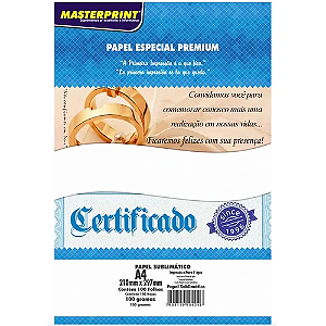 PAPEL ESPECIAL PREMIUM SUBLIMATICO A4 100G 100 FOLHAS MASTERPRINT