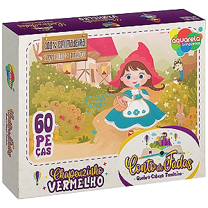 BRINQUEDO - QUEBRA CABECA 60 PECAS COLECAO CONTO DE FADAS CHAPEUZINHO VERMELHO AQUARELA BRINQUEDOS